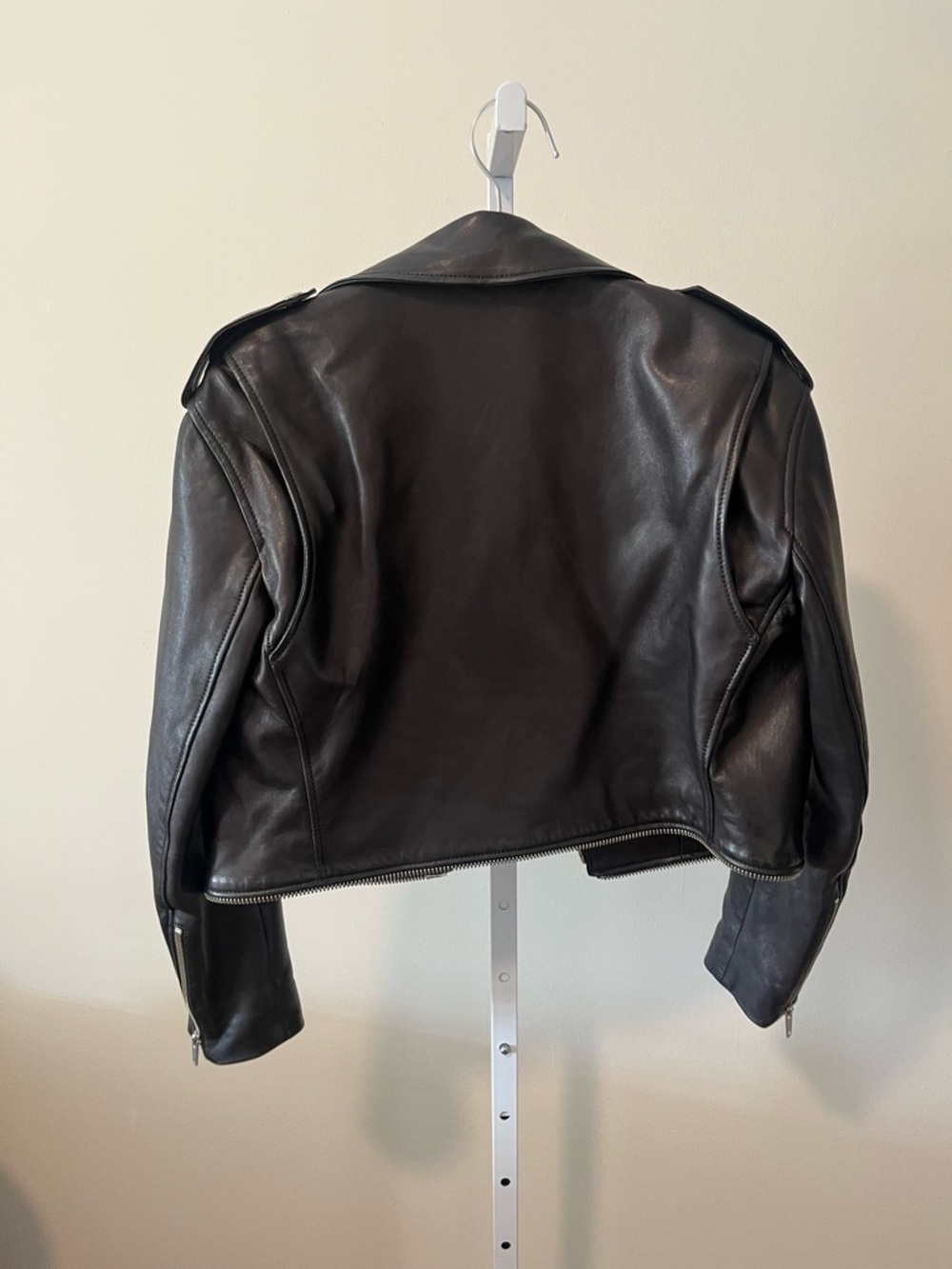The Kooples Black Leather Cropped Moto Jacket - Picture 3 of 3